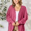 Ribbed Cocoon Cardigan - Pink