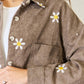 Flower Pattern Corduroy Button Down Shirt