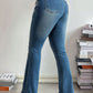 Mid rise bootcut jeans with pockets, showing back view, perfect for trendy style and everyday adventures.