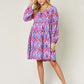 DOUBLE TAKE Full Size Printed Long Sleeve Dress at Bella Road