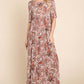 BOMBOM Printed Shirred Maxi Dress at Bella Road