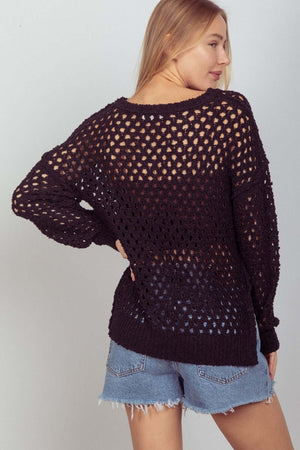 VERY J Openwork Slit Knit Cover Up at Bella Road