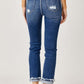 High-Rise Frayed Cuffed Straight Jeans by Risen Jeans, back view showing frayed cuffs, straight-leg design, and trendy style.