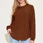 Ribbed Round Neck Long Sleeve T-Shirt