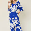 Printed Tie Back Wide Leg Jumpsuit | Full Size - Royal  Blue