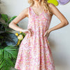 Floral V-Neck Tank Dress with Pockets | Full Size - Pink Multi