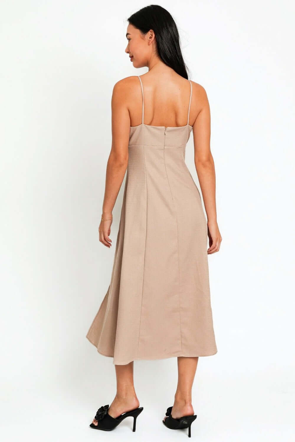 TASHA APPAREL Flare Front Tie Front Slit Midi Dress at Bella Road