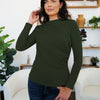 FAM-FAM Ruched Mock Neck Long Sleeve T-Shirt - Army Green