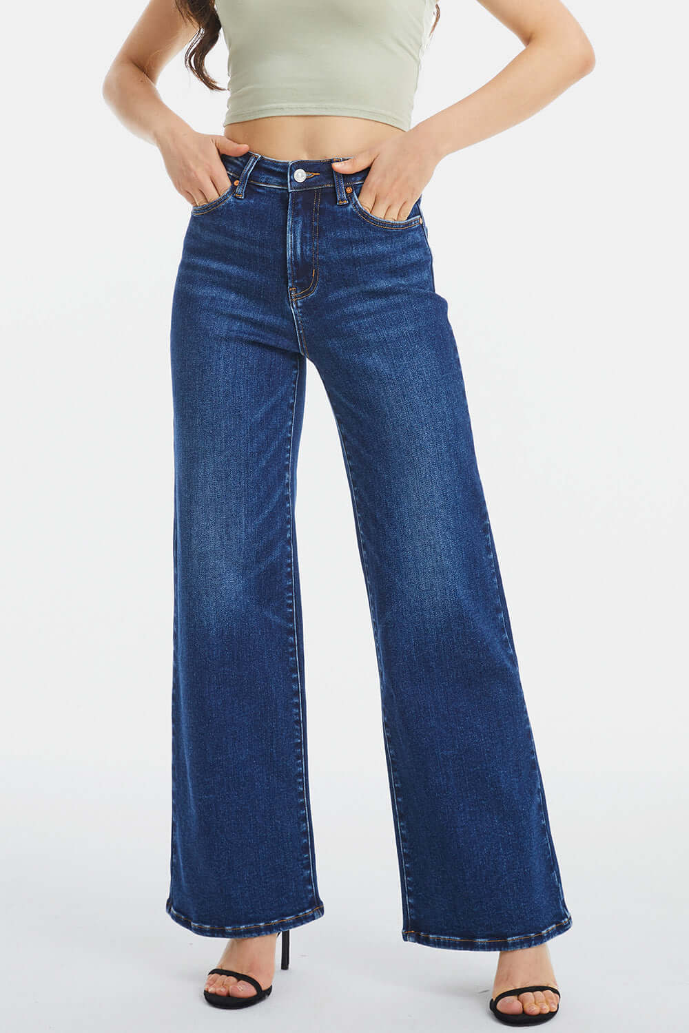 BAYEAS Full Size High Waist Cat's Whisker Wide Leg Jeans at Bella Road