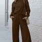 DOUBLE TAKE Full Size Textured Long Sleeve Top and Drawstring Pants Set at Bella Road