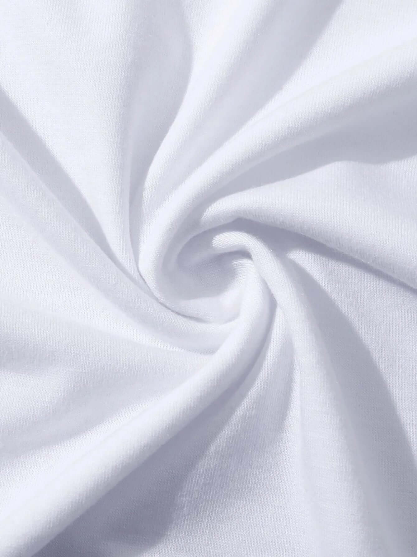 Close-up of soft, white fabric showcasing a smooth and slightly stretchy texture for comfort.