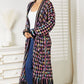 DOUBLE TAKE Full Size Multicolored Open Front Fringe Hem Cardigan at Bella Road