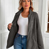 Ivy Lane Zip Up Long Sleeve Fuzzy Jacket - Dark Gray