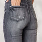 High Waist Tummy Control Release Hem Skinny Jeans back view showing flattering fit and stylish details. Keywords: Judy Blue Jeans.