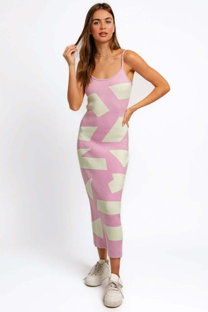 TASHA APPAREL Abstract Contrast Maxi Sweater Cami Dress at Bella Road