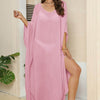 V-Neck Three-Quarter Sleeve Cover-Up - Carnation Pink