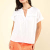 Notchted Short Sleeve Washed T-Shirt - Ivory