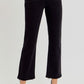 Stylish black crop straight jeans with tummy control and elastic band for a flattering fit.