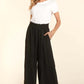 Elastic Waist Wide Leg Pants with Pockets