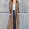 Open Front Long Sleeve Cover Up - Mocha