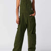 Bella Road Pocketed Wide Strap Denim Overalls - Army Green