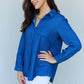 DOUBLJU Blue Jean Baby Denim Button Down Shirt Top in Dark Blue at Bella Road