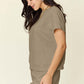 DOUBLE TAKE Full Size Texture Short Sleeve T-Shirt and Drawstring Shorts Set at Bella Road