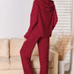 Ribbed Drawstring Hooded Top and Straight Pants Set