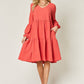 DOUBLE TAKE Full Size V-Neck Balloon Sleeve Tiered Dress at Bella Road