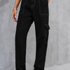 Baeful Long Straight Leg Jeans with Pockets - Black/White