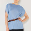 Rib Pleated Oversized Dolman Sleeve Top - Periwinkle