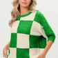 BIBI Checkered Contrast Round Neck Sweater at Bella Road