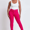 YMI Jeanswear Hyperstretch Mid-Rise Skinny Jeans - Neon Pink