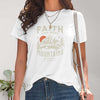 Graphic Round Neck Short Sleeve T-Shirt - White