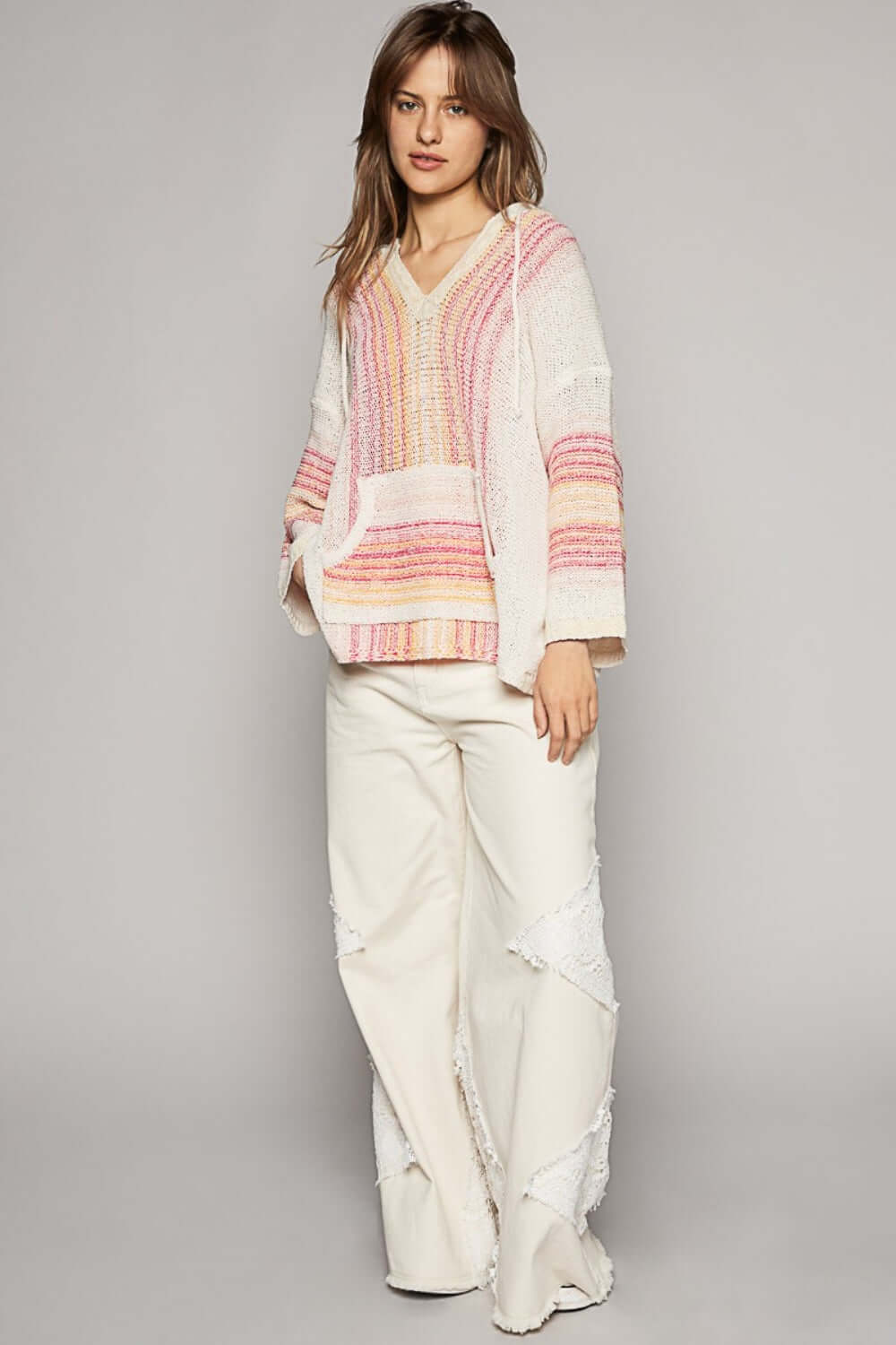 POL Striped Hooded Long Sleeve Sweater at Bella Road