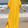 Slit V-Neck Half Sleeve Cover-Up - True Yellow