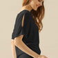 NINEXIS Boat Neck Short Sleeve Ruched Side Top at Bella Road