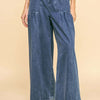 Davi & Dani Drawstring Hem Wide Leg Mid Rise Jeans - Medium