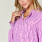 DOUBLE TAKE Full Size Printed Smocked Long Sleeve Blouse at Bella Road