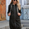 Zip-Up Longline Hoodie with Pockets | Full Size - Black