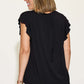 Bamboo Notched Ruffled Short Sleeve T-Shirt