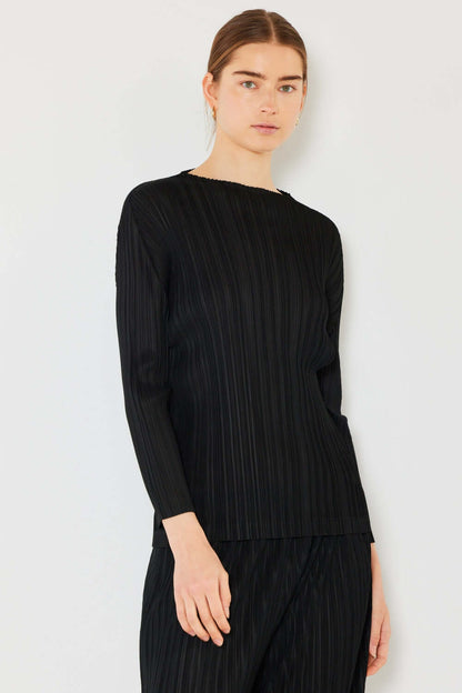 MARINA WEST SWIM Pleated Long Sleeve Boatneck Top at Bella Road