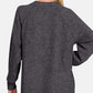 Zenana brushed hacci sweater back view, showcasing high-low hem and cozy melange knit in a stylish dark gray color.