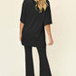 DOUBLE TAKE Full Size Round Neck Drop Shoulder T-Shirt and Flare Pants Set at Bella Road