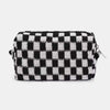 Zenana Checkered Pattern Knitted Cosmetic Pouch - Black