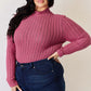 Ribbed Mock Neck Long Sleeve T-Shirt