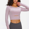 Millennia Long Sleeve Cropped Top With Sports Strap - Lilac