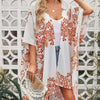 Floral Side Slit Cover Up - White