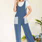 CELESTE Full Size Stripe Contrast Pocket Rib Jumpsuit at Bella Road