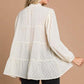 CULTURE CODE Full Size Swiss Dot Smocked Mock Neck Blouse at Bella Road